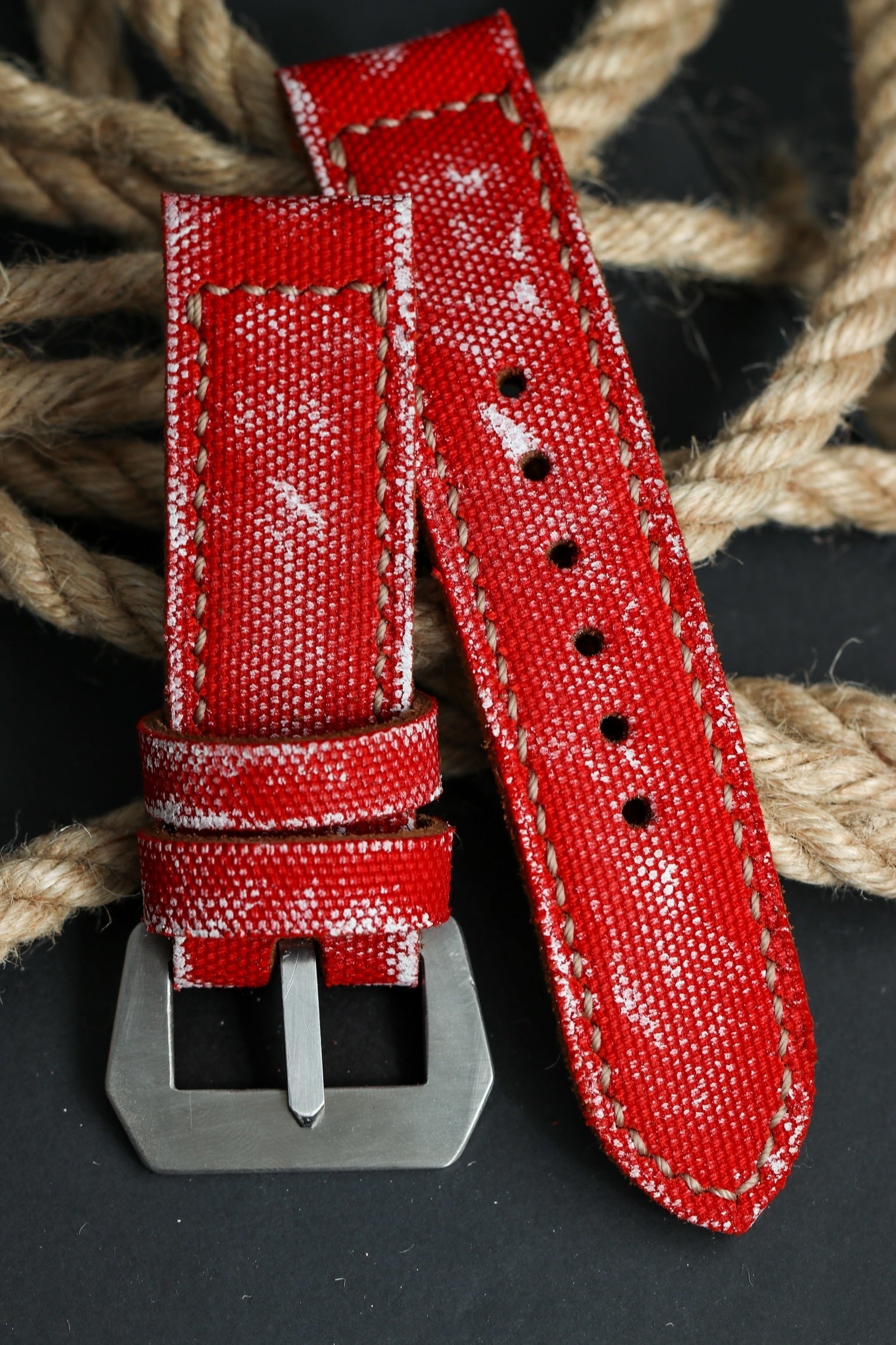 DISTRESSED BRIGHT RED CANVAS