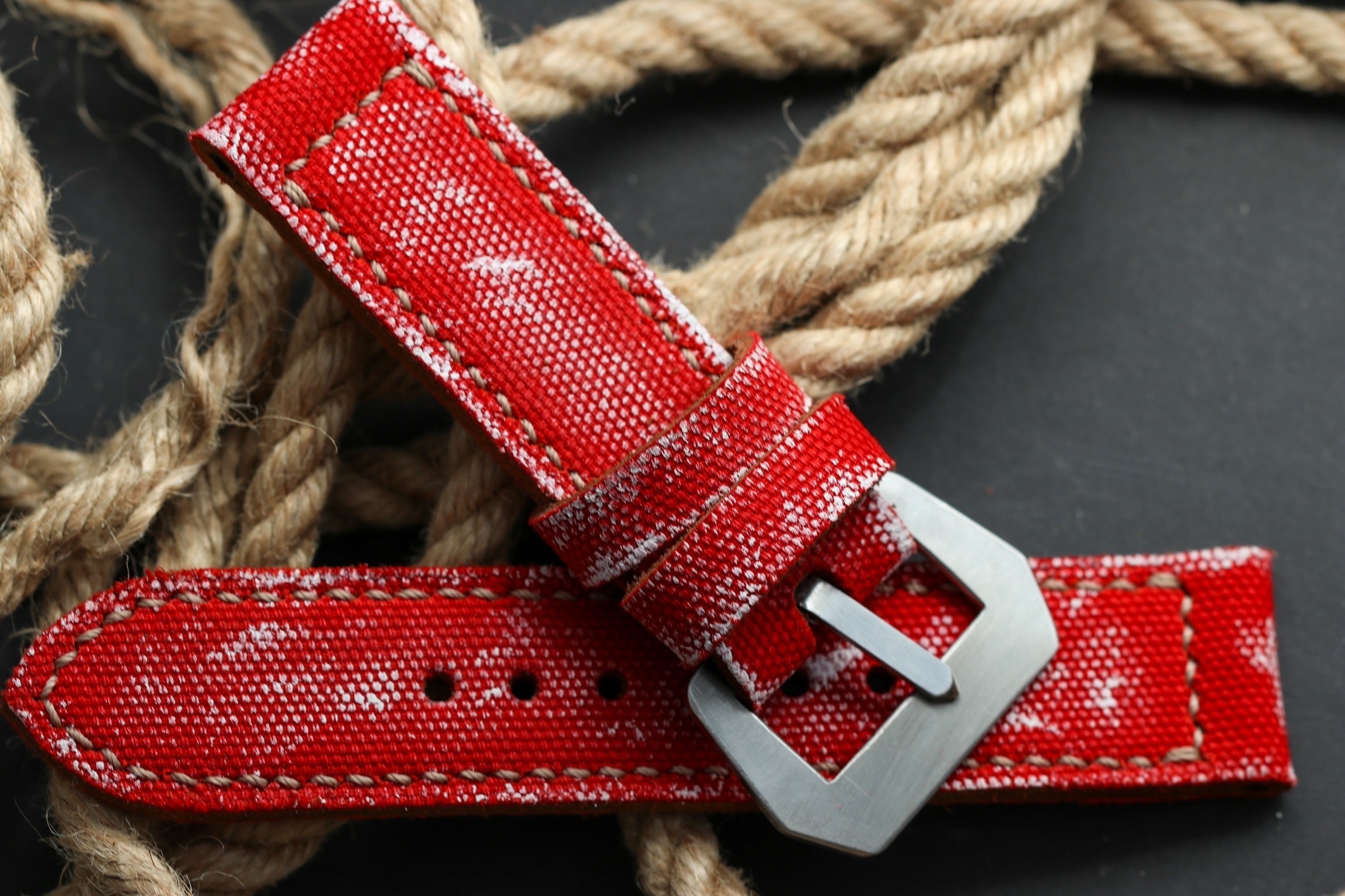 DISTRESSED BRIGHT RED CANVAS