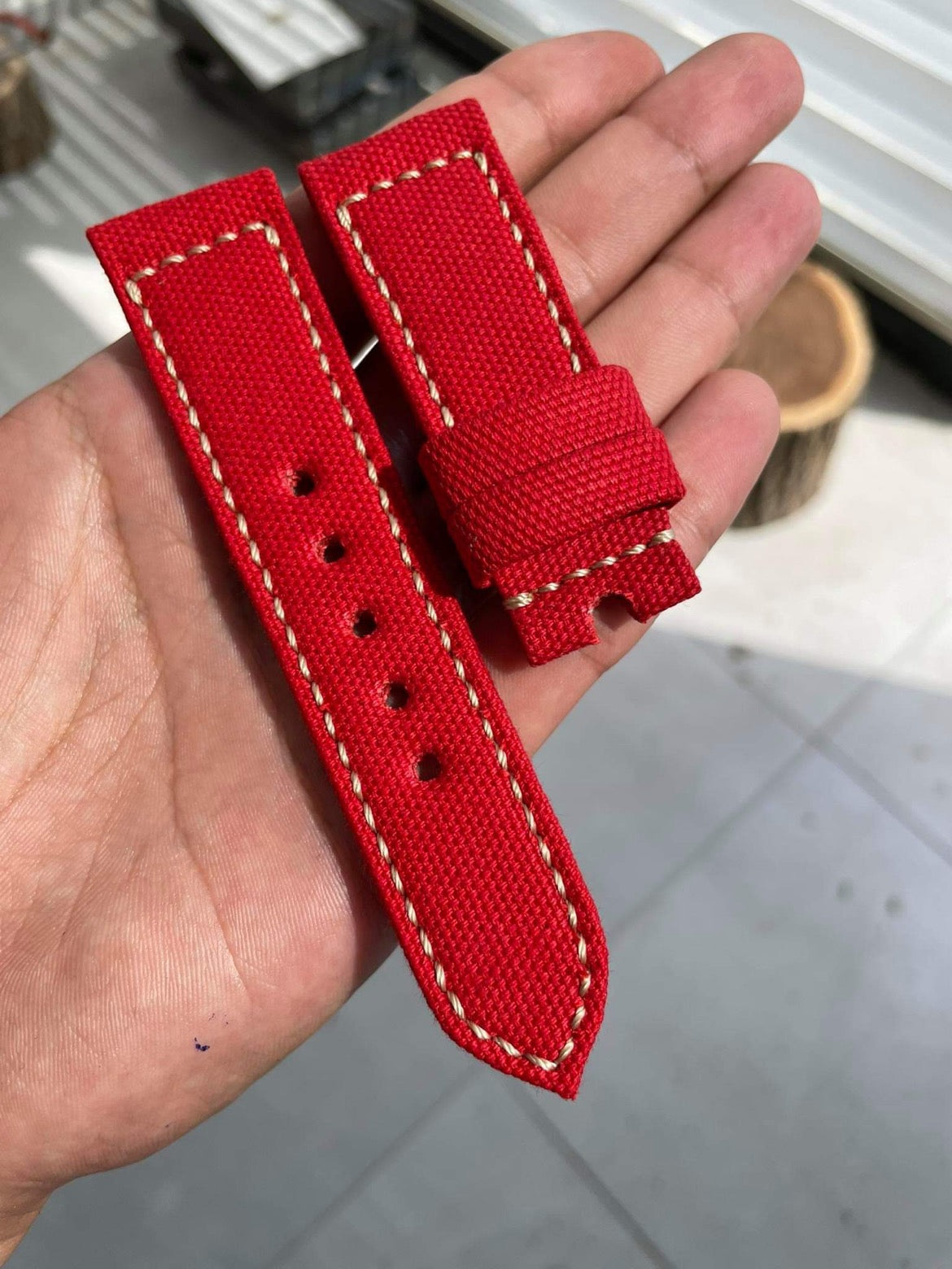 ROLLED BRIGHT RED CANVAS