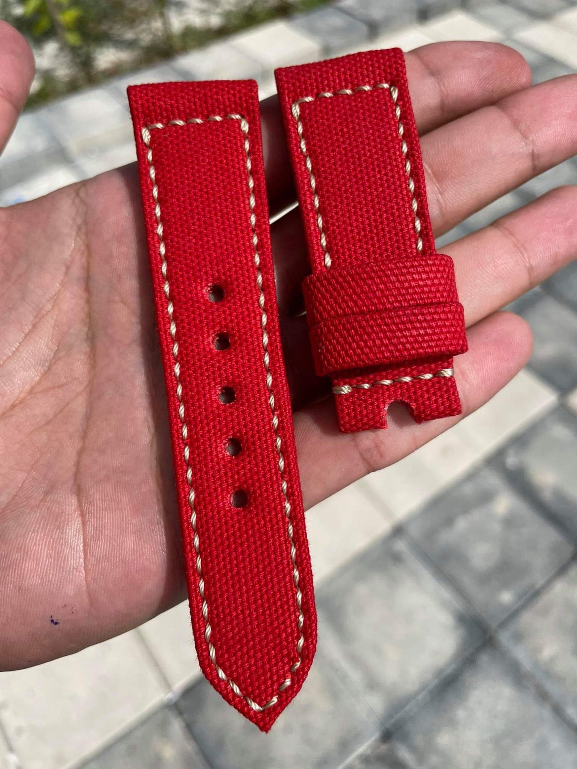 ROLLED BRIGHT RED CANVAS