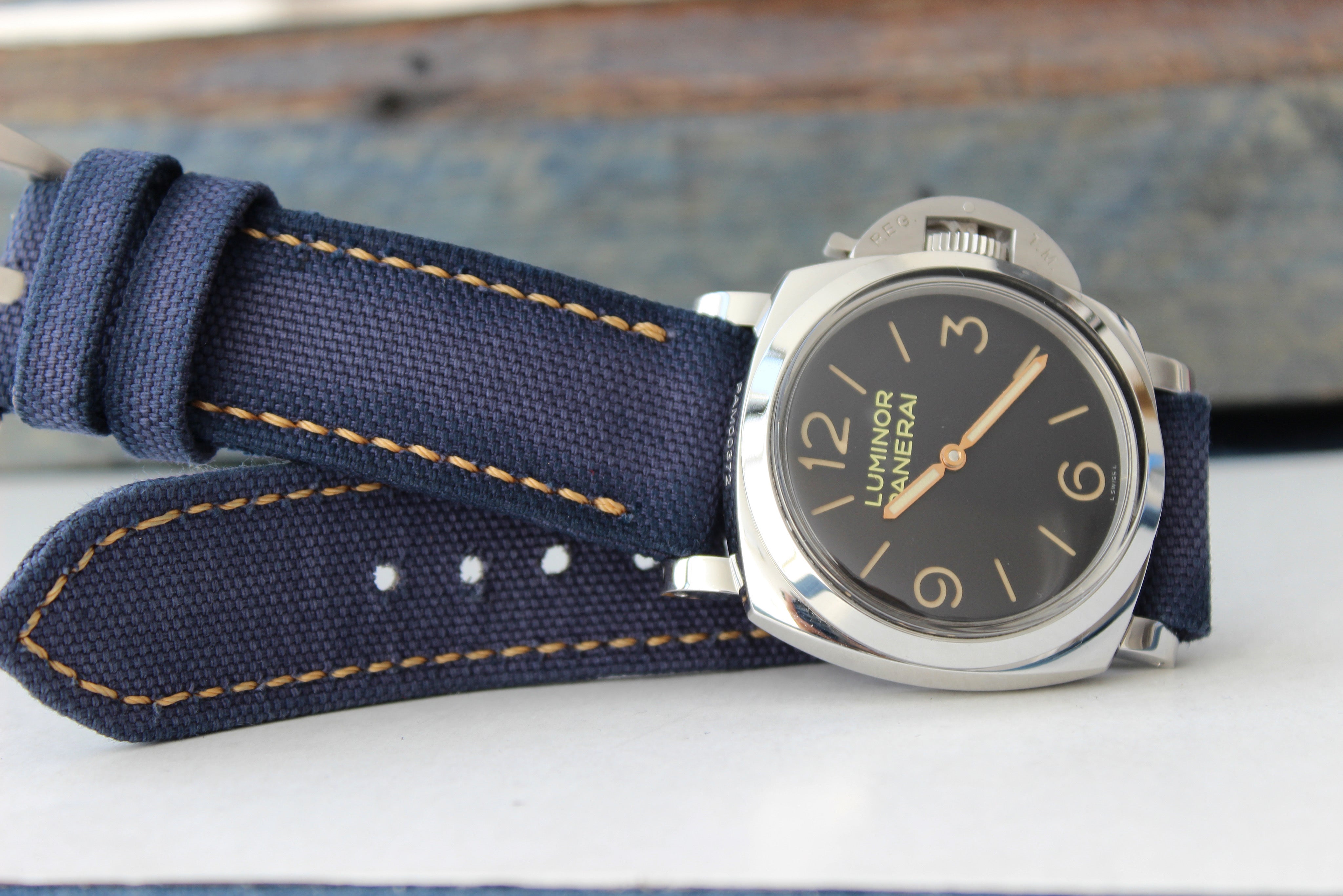 DISTRESSED ROLLED NAVY CANVAS